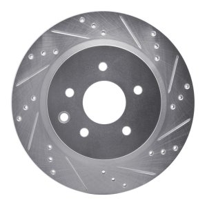 Infiniti M35 Brake Rotor (1) - Rear Right - R1 Concepts - Drilled & Slotted - Silver - `05-`25